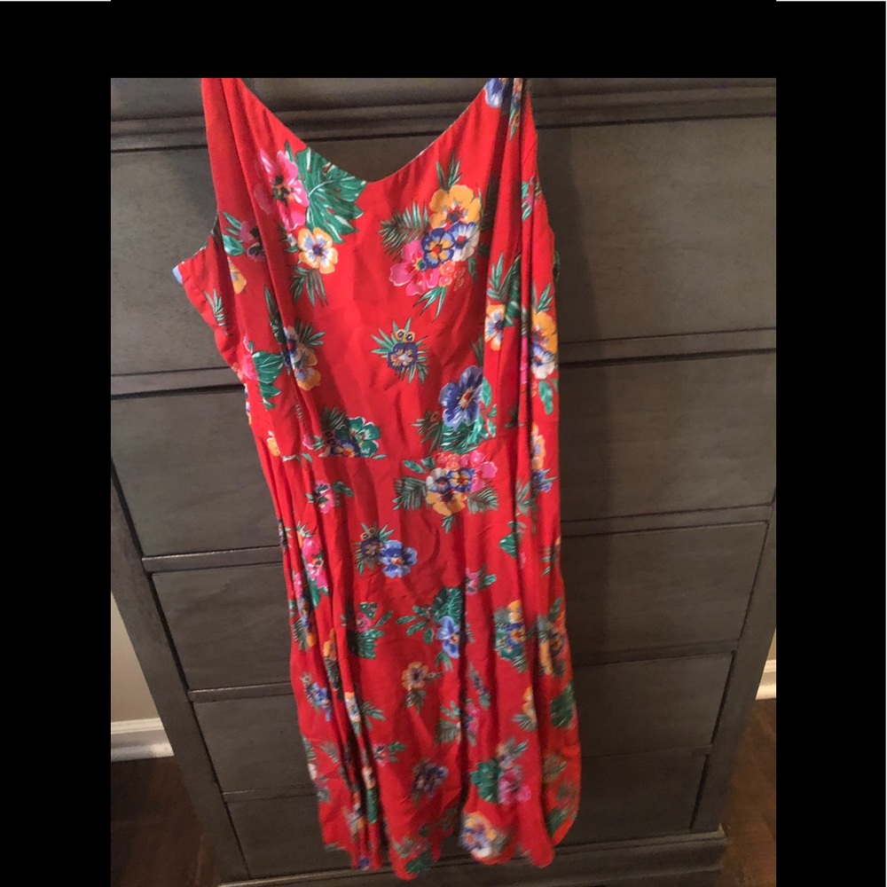 Red floral dress